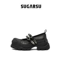 Sugar Su Butterfly Manor Butterfly Dream Series Butterfly Sole Double Buckle Mary Jane Shoes In Black | MADA IN CHINA