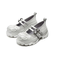 Sugar Su Butterfly Manor Butterfly Dream Series Butterfly Sole Double Buckle Mary Jane Shoes In Silver | MADA IN CHINA