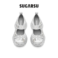 Sugar Su Butterfly Manor Butterfly Dream Series Chinoiserie Jane Shoes In Silver | MADA IN CHINA