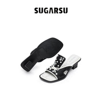 Sugar Su Butterfly Manor Butterfly Dream Series Chinoiserie Retro Sandals In Black | MADA IN CHINA