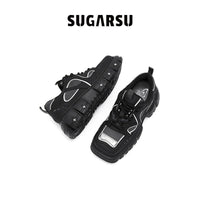 Sugar Su Butterfly Manor Butterfly Dream Series Retro Mesh Square Headed Sneaker In Black | MADA IN CHINA