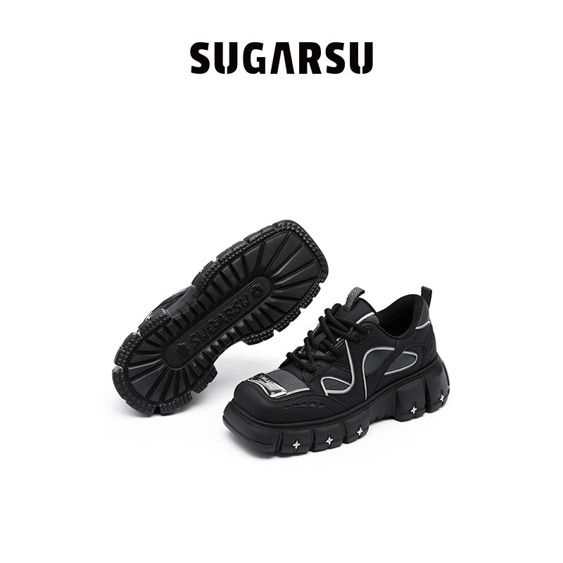 Sugar Su Butterfly Manor Butterfly Dream Series Retro Mesh Square Headed Sneaker In Black | MADA IN CHINA