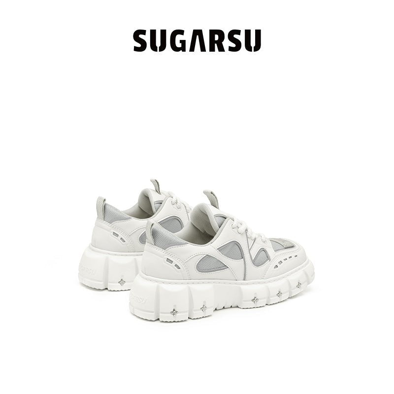 Sugar Su Butterfly Manor Butterfly Dream Series Retro Mesh Square Headed Sneaker In White | MADA IN CHINA