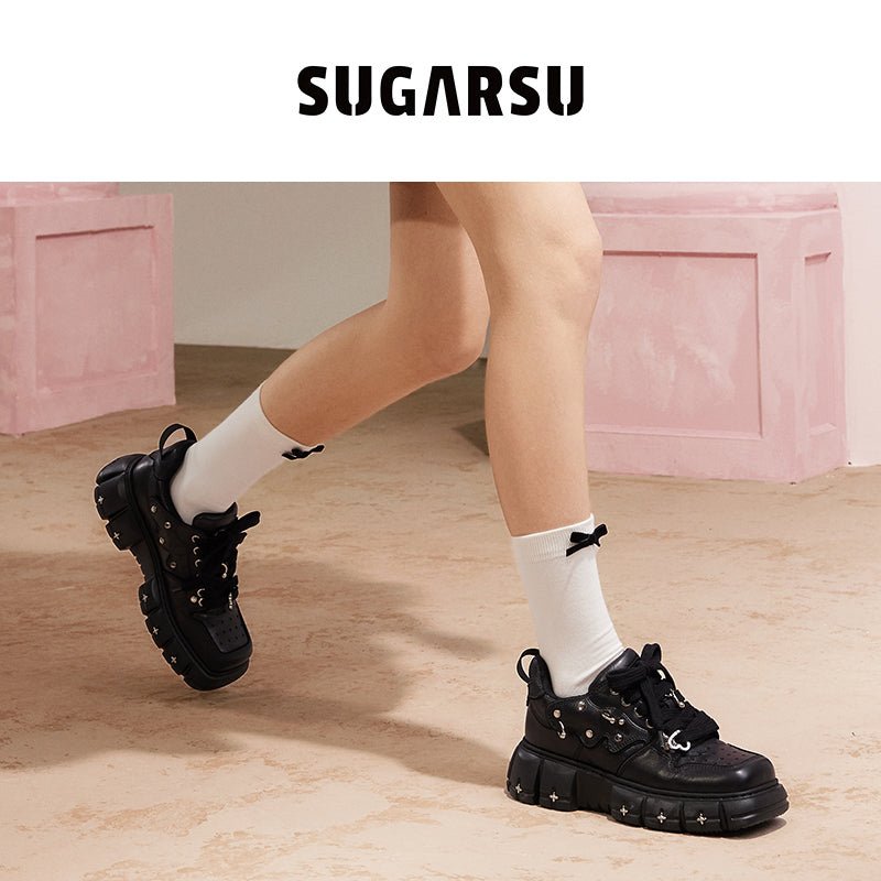 Sugar Su Butterfly Manor Butterfly Dream Series Rivet Embellished Butterfly Sneakers In Black | MADA IN CHINA