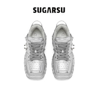 Sugar Su Butterfly Manor Butterfly Dream Series Rivet Embellished Butterfly Sneakers In Silver | MADA IN CHINA