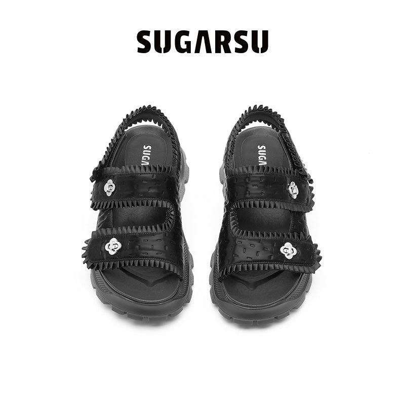 Sugar Su Butterfly Manor Thorns Series Ballet Bread Sandals In Black | MADA IN CHINA