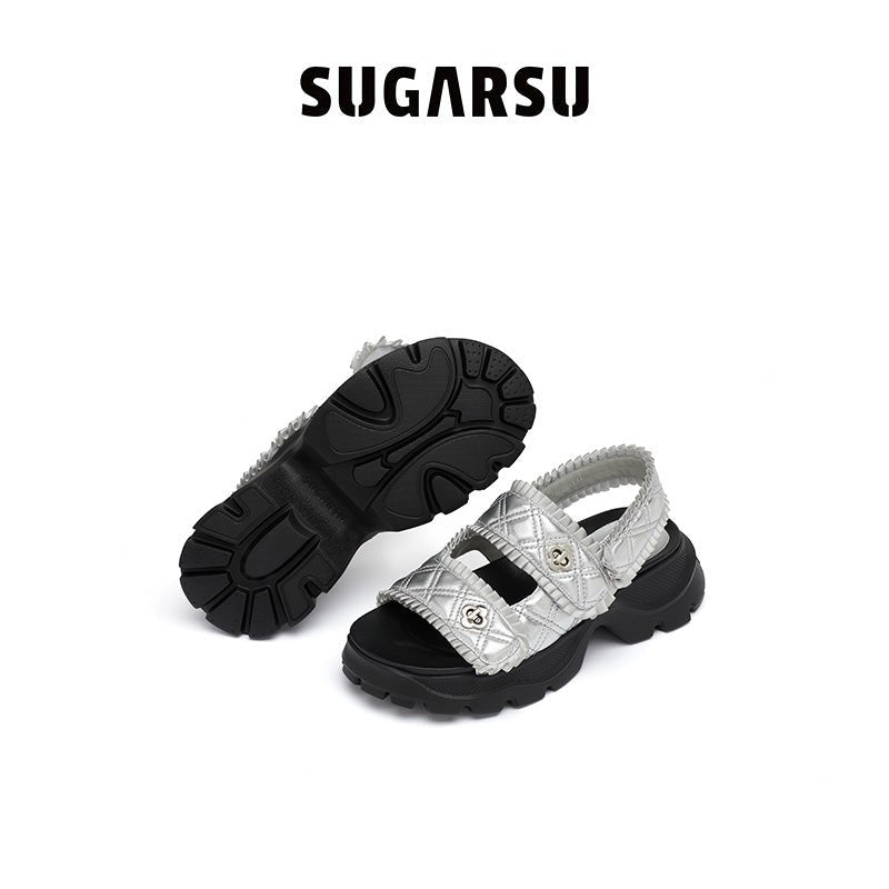 Sugar Su Butterfly Manor Thorns Series Ballet Bread Sandals In Silver | MADA IN CHINA