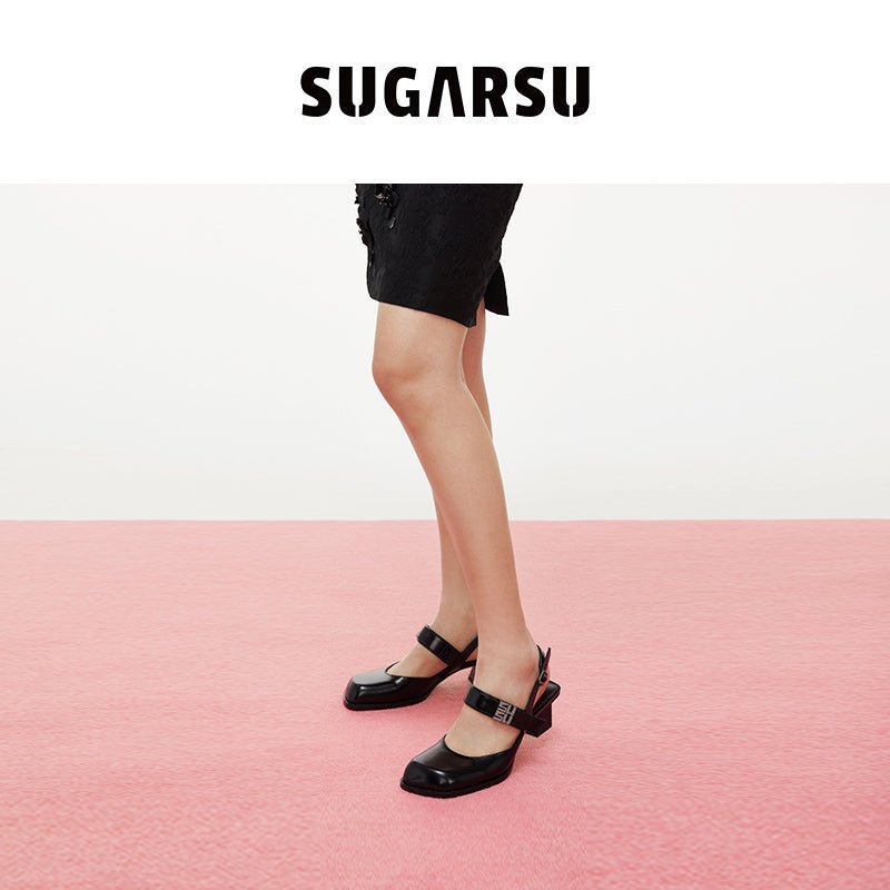 Sugar Su Butterfly Manor Thorns Series Black Mid - heel Sandals | MADA IN CHINA