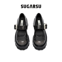 Sugar Su Butterfly Manor Thorns Series Brush Colored Strap Mary Jane Shoes In Black | MADA IN CHINA