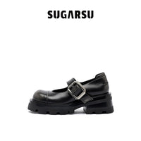 Sugar Su Butterfly Manor Thorns Series Brush Colored Strap Mary Jane Shoes In Black | MADA IN CHINA