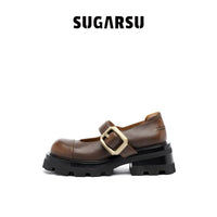 Sugar Su Butterfly Manor Thorns Series Brush Colored Strap Mary Jane Shoes In Brown | MADA IN CHINA