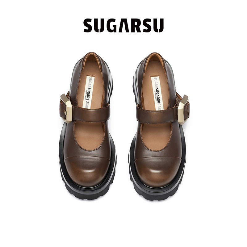 Sugar Su Butterfly Manor Thorns Series Brush Colored Strap Mary Jane Shoes In Brown | MADA IN CHINA