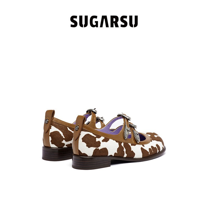 Sugar Su Butterfly Manor Thorns Series Double Strap Mary Jane Shoes In Brown | MADA IN CHINA
