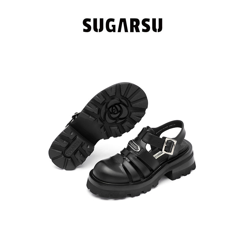 Sugar Su Butterfly Manor Thorns Series Roman Sandals In Black | MADA IN CHINA