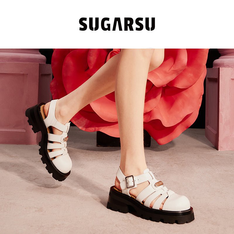 Sugar Su Butterfly Manor Thorns Series Roman Sandals In White | MADA IN CHINA