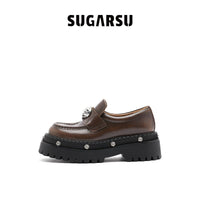 Sugar Su Butterfly Manor Thorns Series Rose Studded Thick Soled Loafers In Brown | MADA IN CHINA