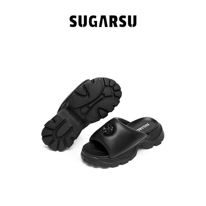 Sugar Su Butterfly Manor Thorns Series Thick - soled Bread Sandals In Black | MADA IN CHINA