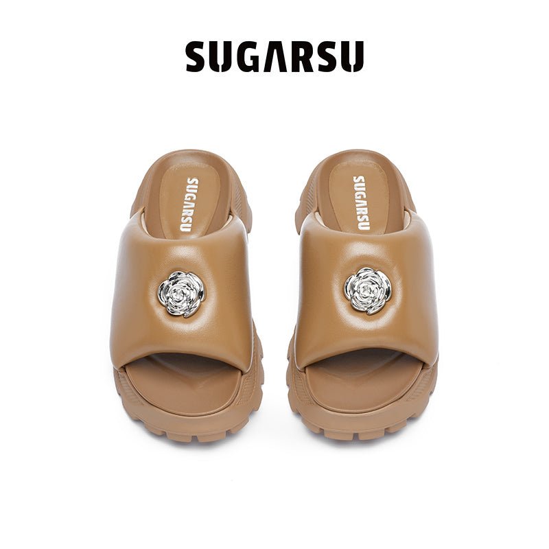 Sugar Su Butterfly Manor Thorns Series Thick - soled Bread Sandals In Khaki | MADA IN CHINA