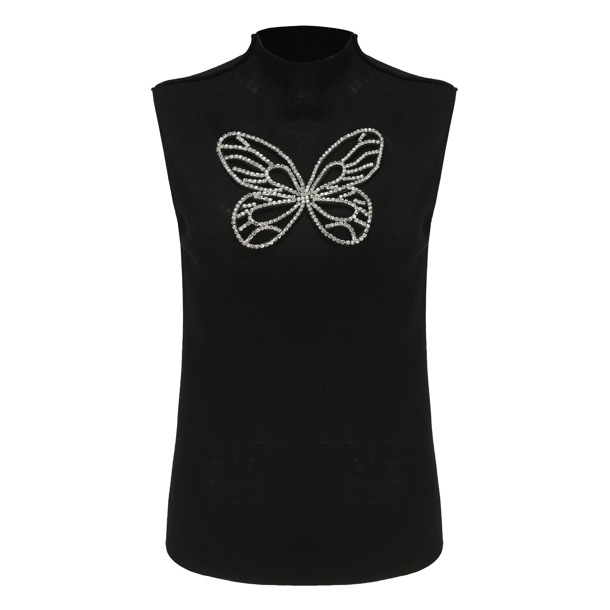ARTE PURA Butterfly Wool Knitted Vest In Black | MADA IN CHINA