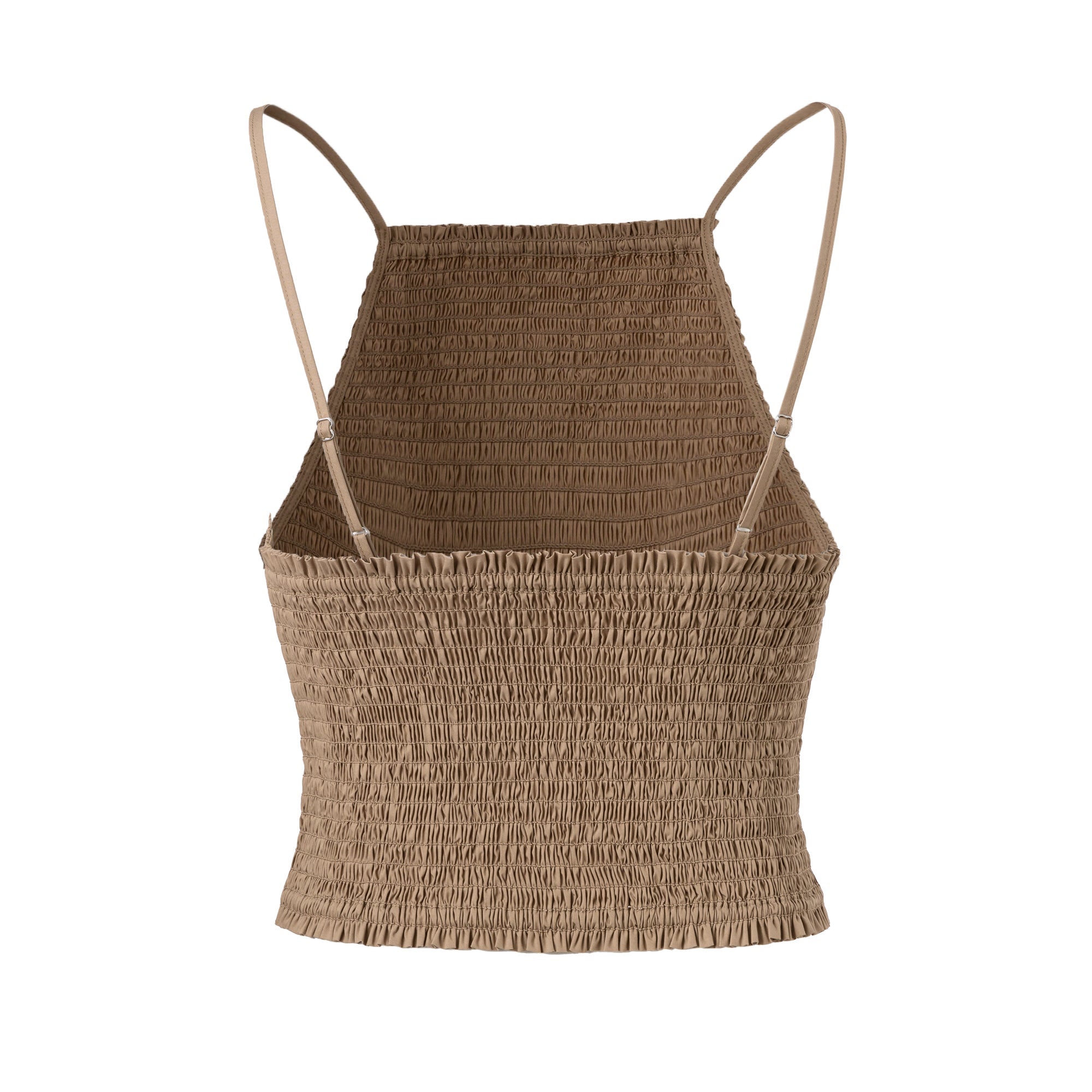 Ther. Camel Smocked Trim Camisole Top | MADA IN CHINA