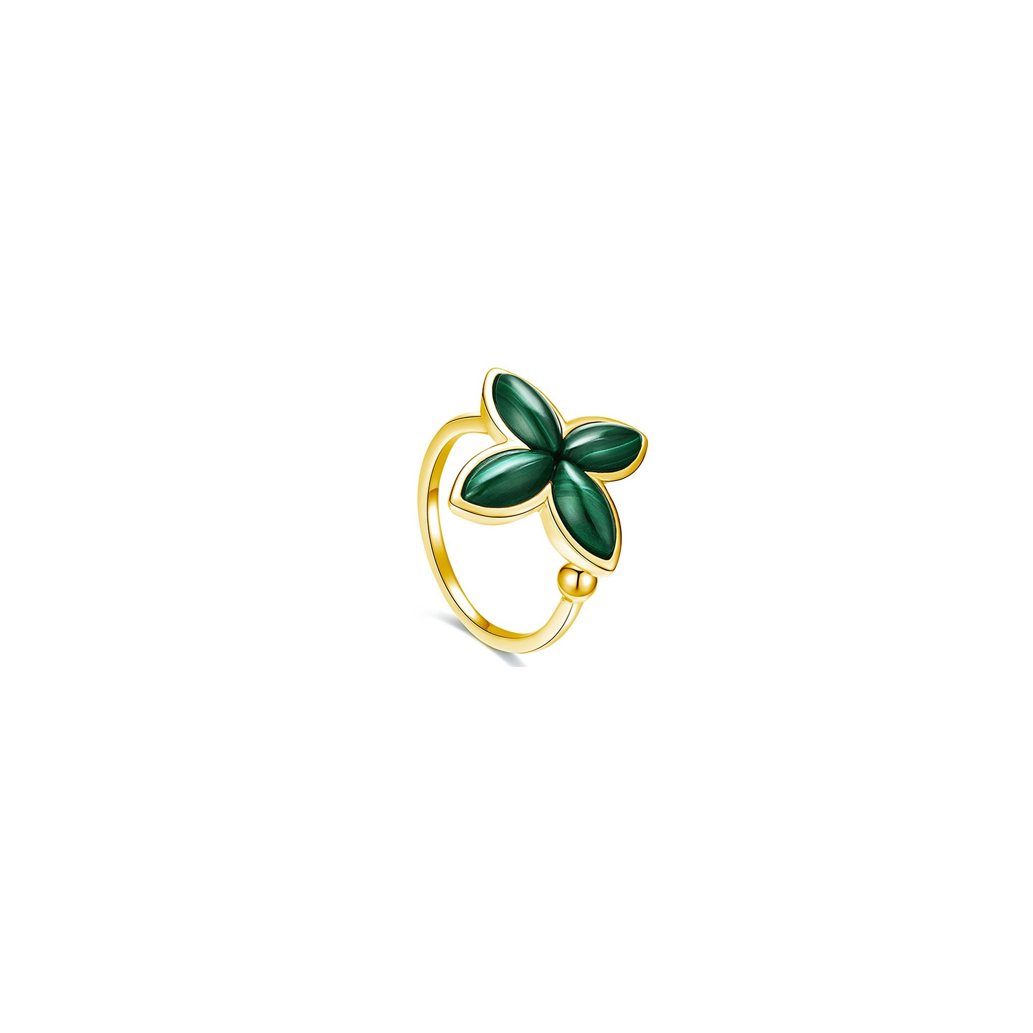 ABYB Clover Flower Ring Malachite Green | MADA IN CHINA