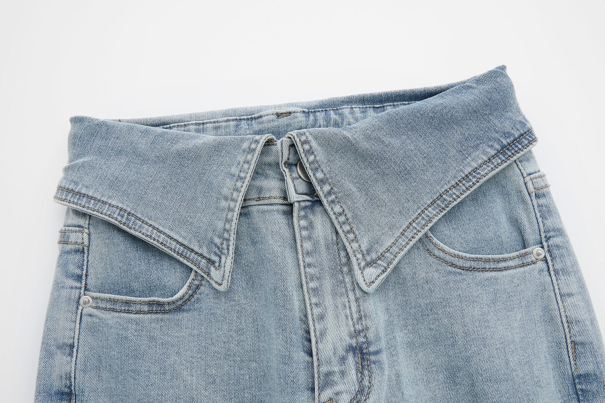Maca Kaka Collar Flared Long Jeans | MADA IN CHINA