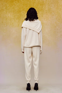 ilEWUOY Collar Layered Silk Wool Sweater in White | MADA IN CHINA