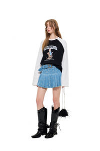 ALEXIA SANDRA Colorblock Classic Trojan Rabbit Long Sleeve T - Shirt in Black | MADA IN CHINA