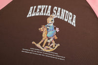 ALEXIA SANDRA Colorblock Classic Trojan Rabbit Long Sleeve T - Shirt in Brown | MADA IN CHINA