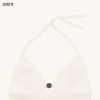 SMFK Compass Cross Knitted Halter-Neck Top White | MADA IN CHINA