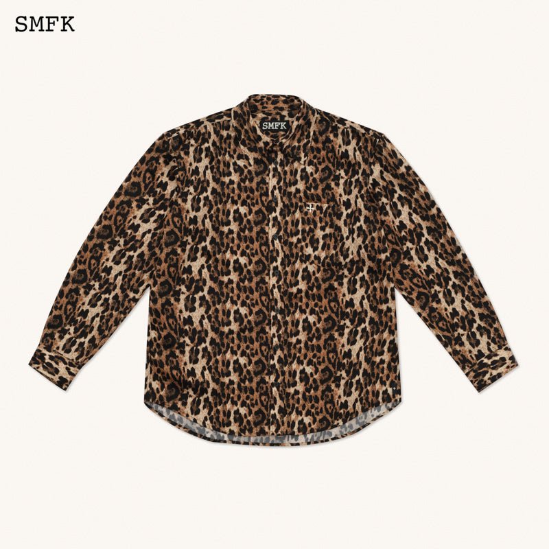 SMFK Compass Leopard Satin Oversized Shirt | MADA IN CHINA