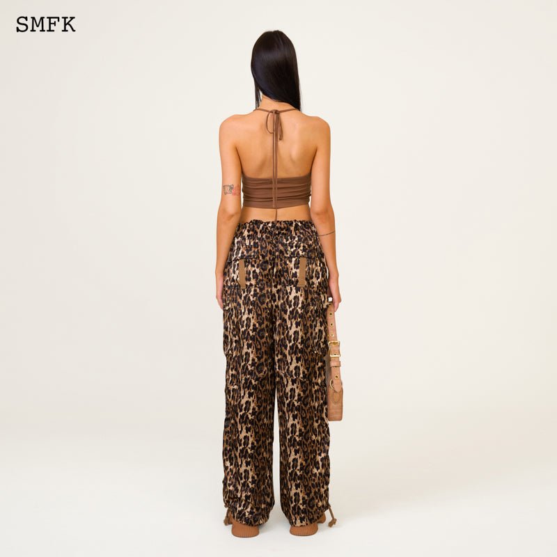 SMFK Compass Leopard Satin Vintage Paratrooper Pants | MADA IN CHINA