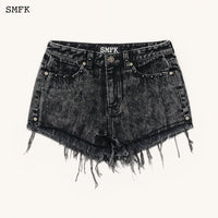 SMFK Compass Wild Tarpan Black Snowflake Short Jeans | MADA IN CHINA