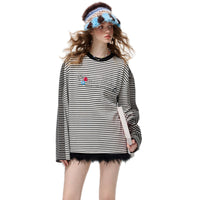 ALEXIA SANDRA Contrast Color Striped Long Sleeves in Black | MADA IN CHINA