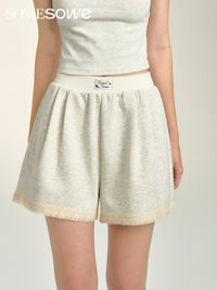 SOMESOWE Cotton Lace Trim Shorts | MADA IN CHINA