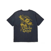 CHARLIE LUCIANO Dark Gray Flame Scarecrow Vintage Short - Sleeved T - Shirt | MADA IN CHINA