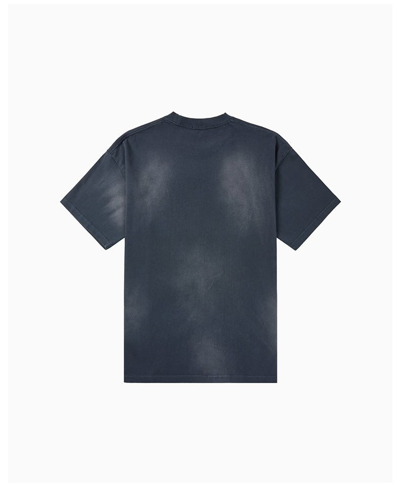 CHARLIE LUCIANO Dark Gray Printed Logo Vintage Short - Sleeved T - Shirt | MADA IN CHINA