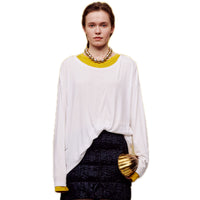 ilEWUOY Derong Round Neck Long-sleeve T-shirt in White | MADA IN CHINA