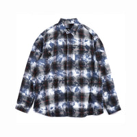 ARCH Destroyed Plaid Long Sleeve Shirt Gray Blue | MADA IN CHINA