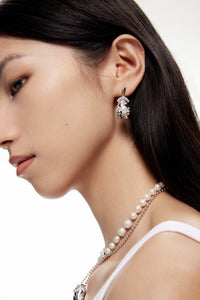 LOST IN ECHO Diamond Crown Yetti Snowball Earrings in Silver | MADA IN CHINA