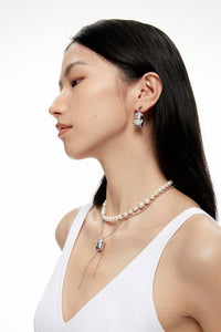 LOST IN ECHO Diamond Crown Yetti Snowball Earrings in Silver | MADA IN CHINA