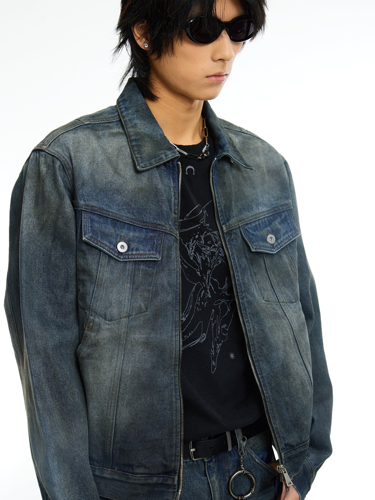 ARCH Dirty Denim Jacket in Blue | MADA IN CHINA