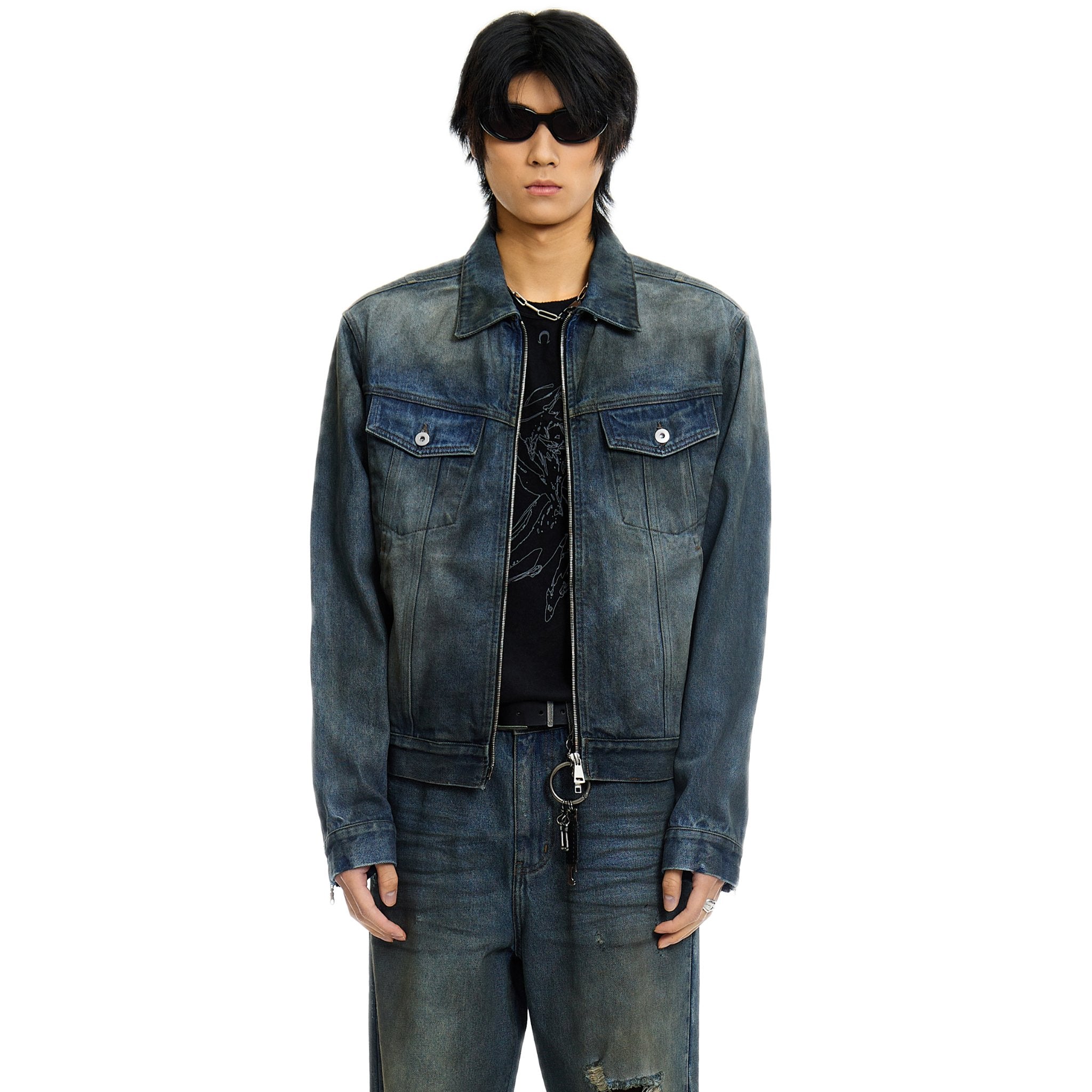 ARCH Dirty Denim Jacket in Blue | MADA IN CHINA