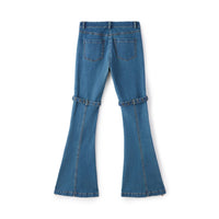 LOST IN ECHO Double-buckle Skinny Denim Flared Pants | MADA IN CHINA