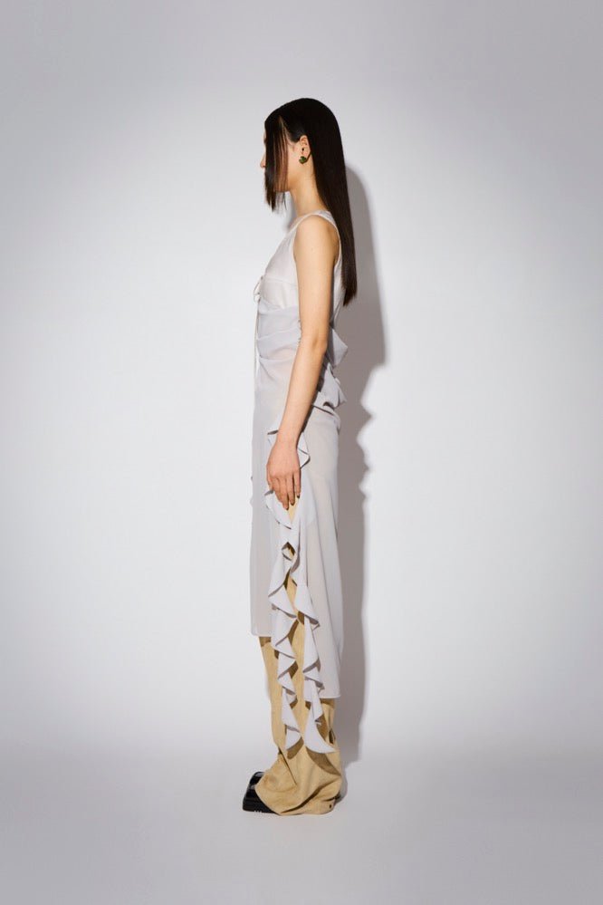 CPLUS SERIES Double-layered Dress with High Slit and Ruffle | MADA IN CHINA