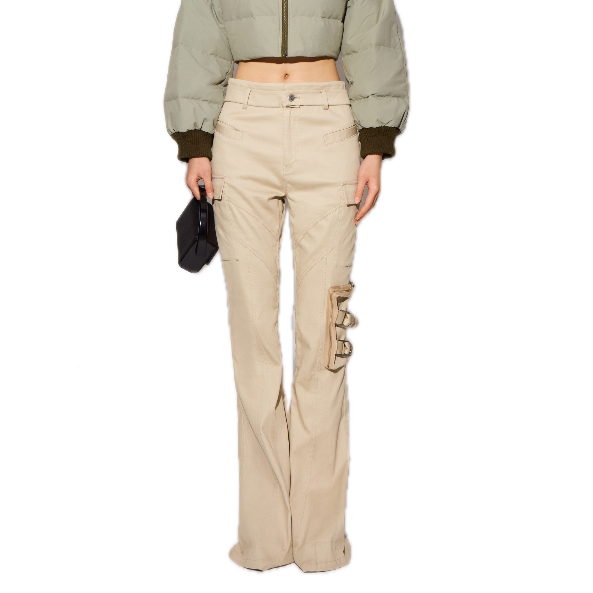 CPLUS SERIES Double-waistband Fitted Cargo Trousers in Khaki | MADA IN CHINA
