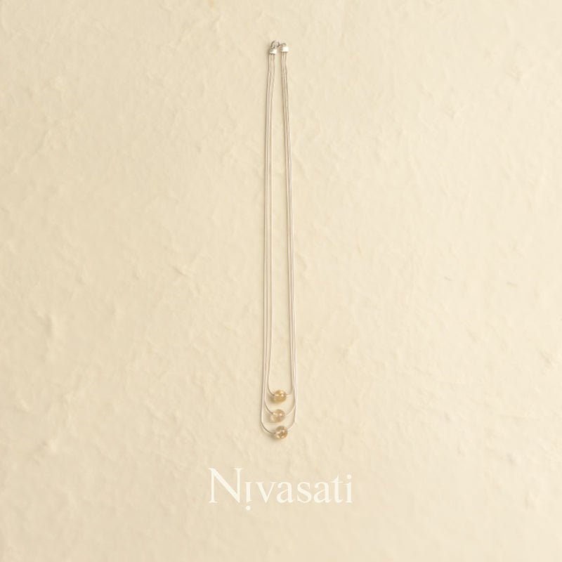 Nivasati Drops Series Crystal Trio Necklace In Gold | MADA IN CHINA