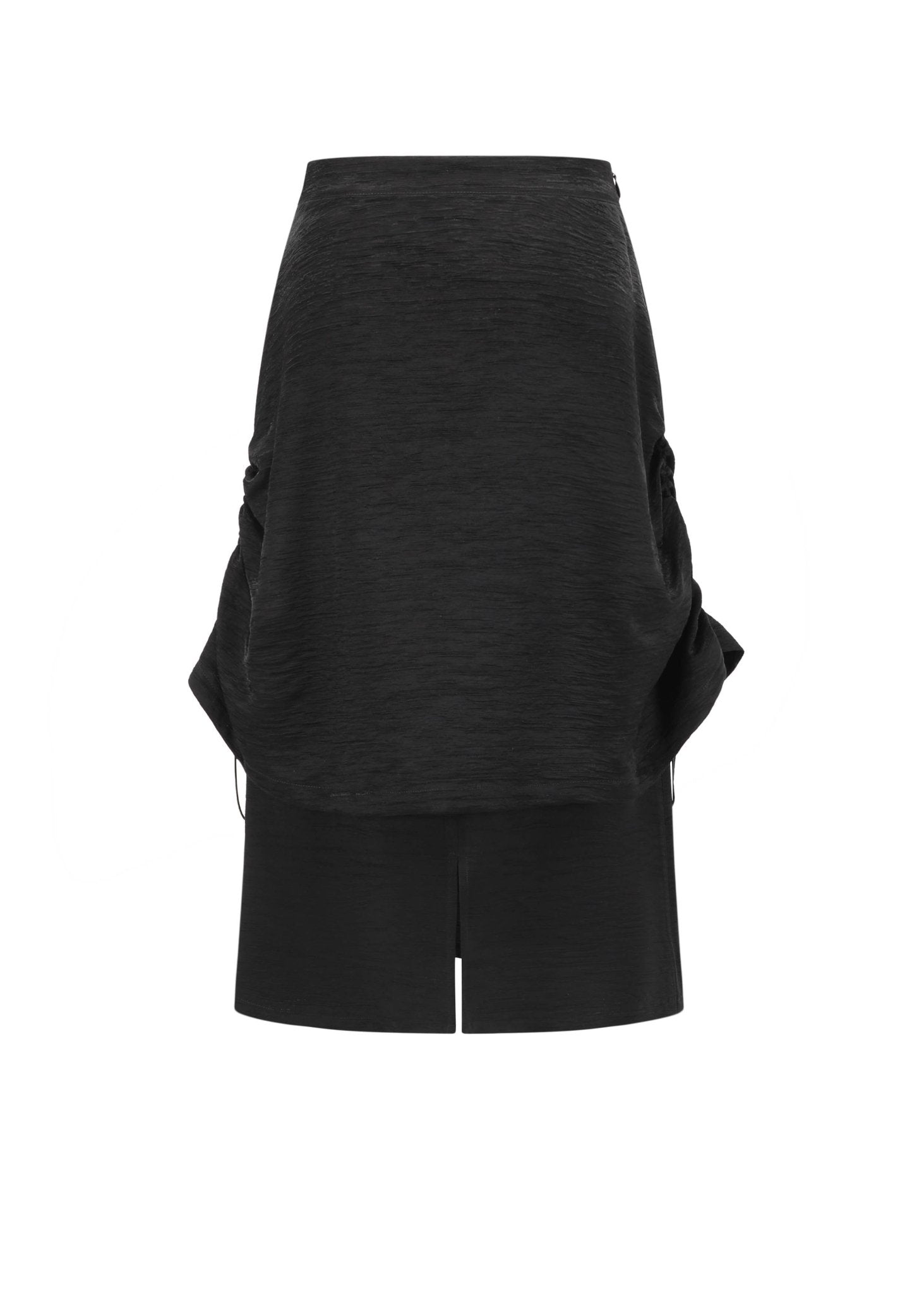 Alexia Sandra Dual - Layer Drawstring Midi Skirt in Black | MADA IN CHINA