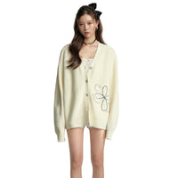 SOMESOWE Embroidered -flower Cardigan In White | MADA IN CHINA