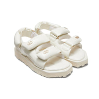 LOST IN ECHO Faceted Padded Double - strap Sandals in White | MADA IN CHINA